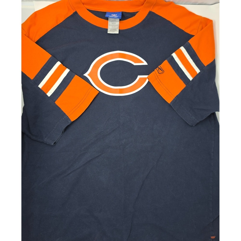 Reebok Chicago Bears Shirt Mens Large Navy Orange Raglan NFL Football Tee - Picture 6 of 6